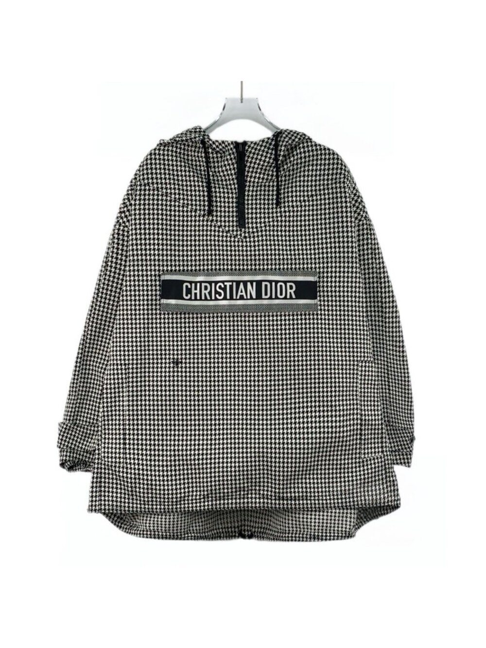 Dior Black Houndstooth Hooded Half-Zip Jacket